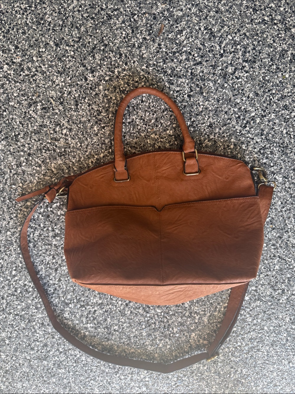Bueno Cognac Leather Tote with Interior Zip Pocket